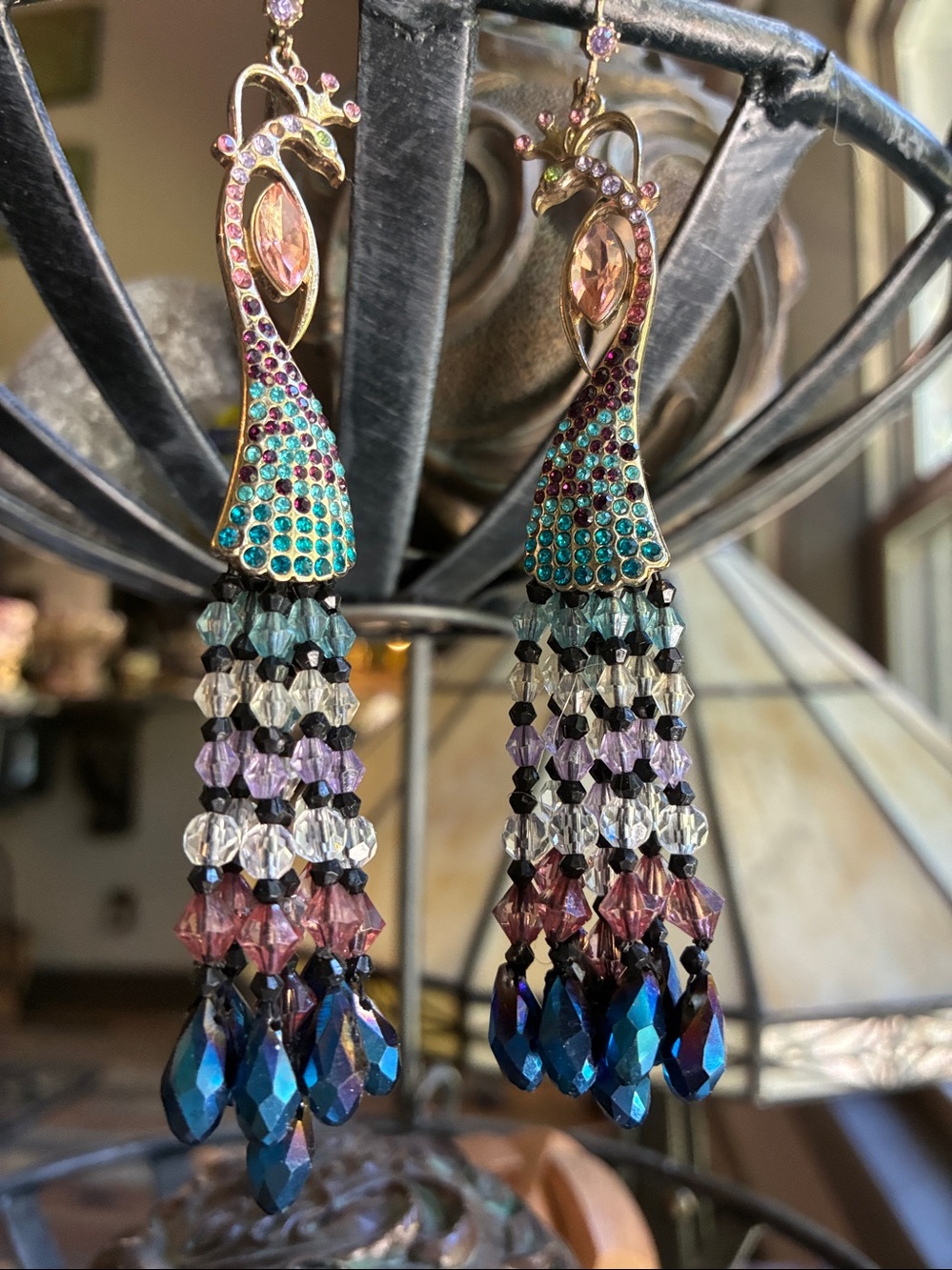 Betsy Johnson peacock earrings - Picture 3 of 5